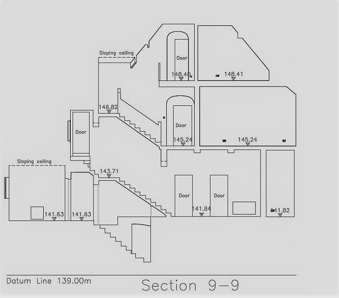 CAD section survey drawing of a house