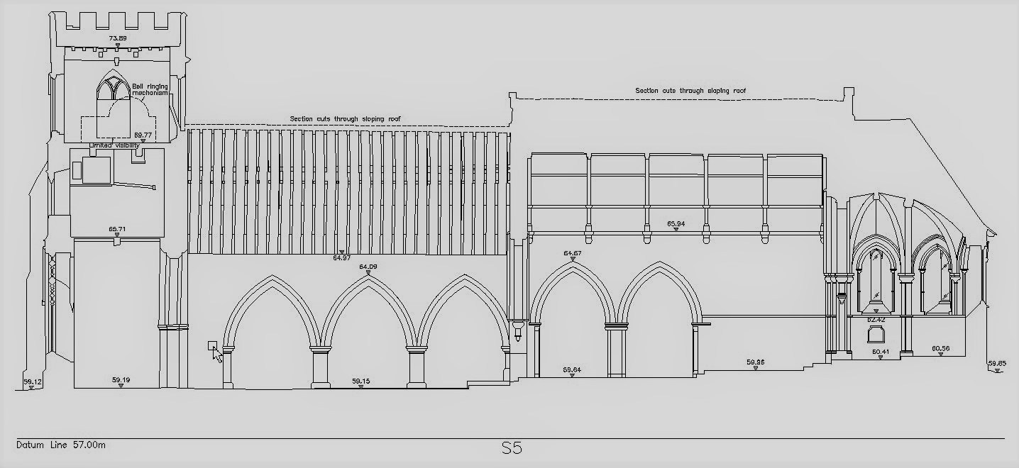 Sectional elevation of church for a Listed Building consent application