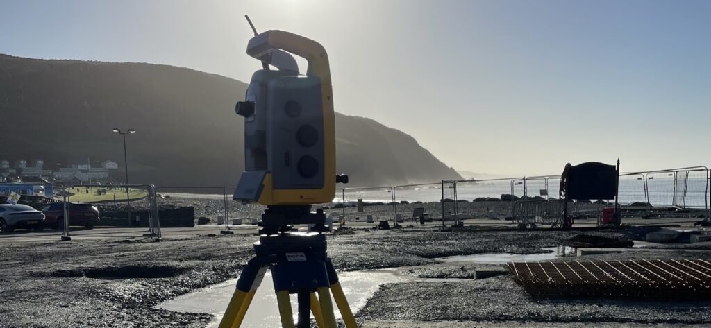 A total station collecting data.