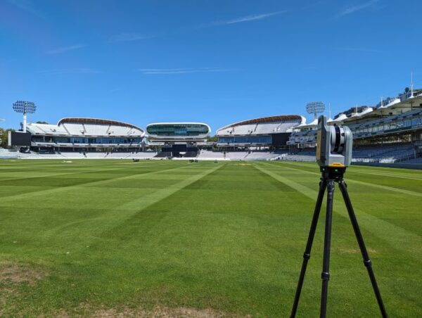 A 3D scanner set up to survey Lord's Cricket Ground, London.