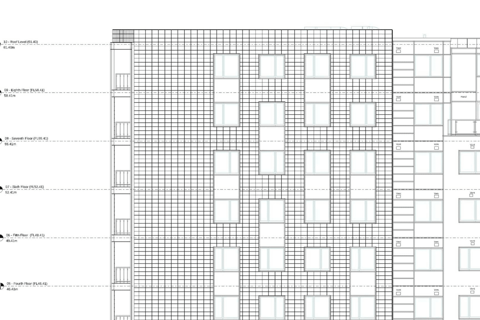elevation cad drawing tower block