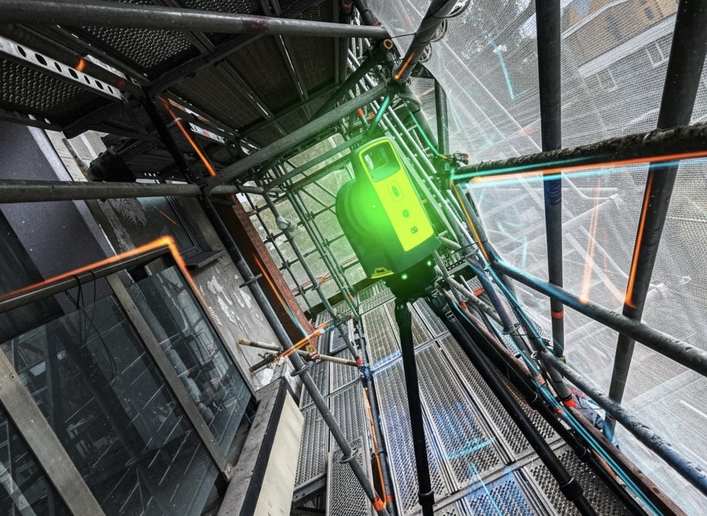 Laser scanning from scaffolding