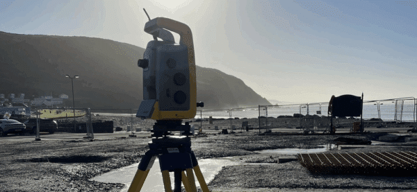 A scanner in a development. Part of the process in the creation of a topographical survey.