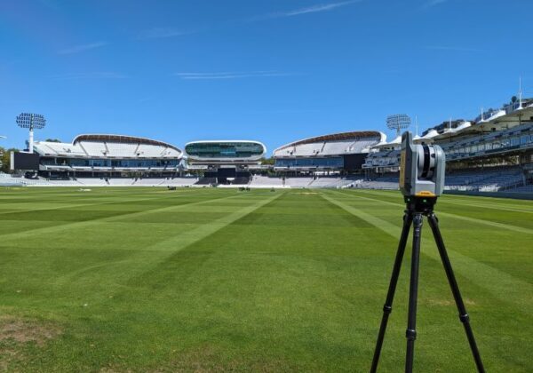 A 3D scanner set up to survey Lord's Cricket Ground, London.