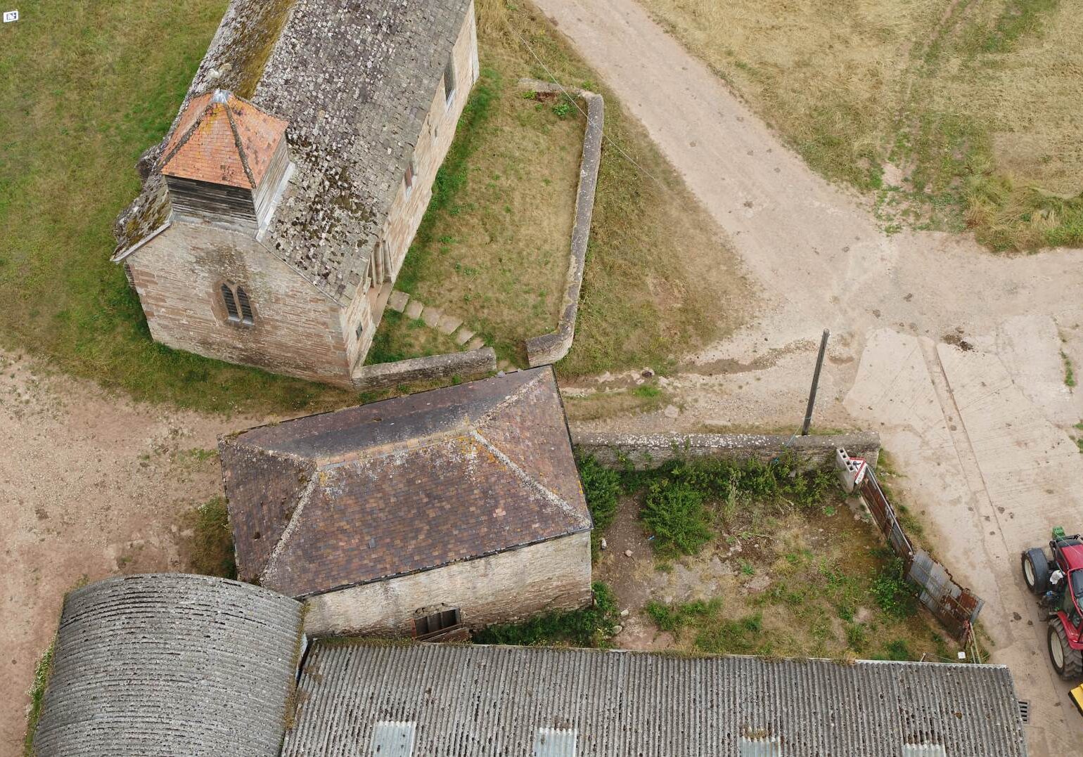 Aerial View of a Barn